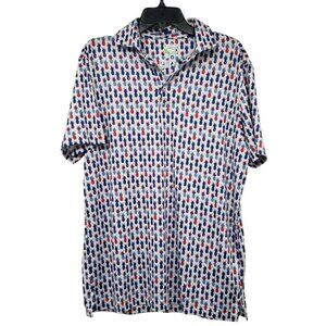 Tailor Byrd M White Purple Blue Pineapple Golf Polo Shirt